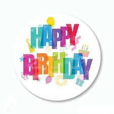 Rainbow Happy Birthday Party Favors Labels Scrapbook Stickers Envelope Seals