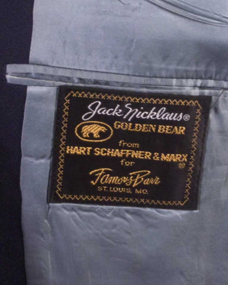 vintage 70s EUC HSM for Jack Nicklaus Golden Bear Navy Blue Blazer Golf sz 45 L - Image 4 of 4