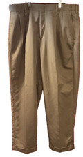 FARAH Classic Pleated Cuffed Olive Chino Pants 36 x 29 Stain Wrinkle Resistant