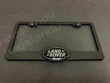 1xBlackLandRoverLOGO 3D Emblem Badge BLACK Stainless License Plate Frame Black