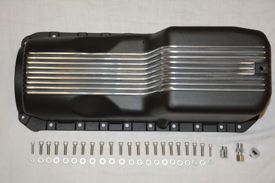 65-90 Big Block 雪佛兰黑色鳍头铝油盘 396 402 427 454 BBC 第 4 代 — 第 2/4 张图片