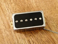 HUMBUCKER SIZED P90 NECK PICKUP ALNICO 5 MAGNETS BLACK ENCASED IN CHROME