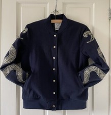 Zoe Karssen Embroidered Navy Bomber Jacket Size S