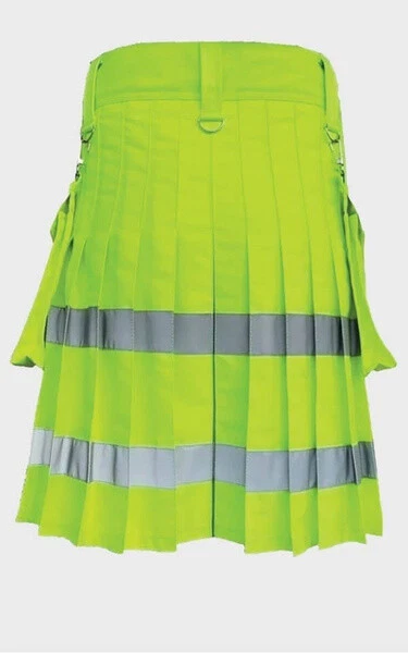 Premium traditional Scottish kilt Highland fireman neon green utility kilt
