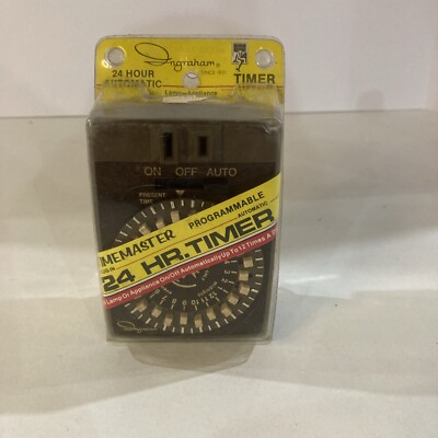 Vintage Ingraham New Old Stk 24 Hour Brown Timer Automatic Plug In Model 12-047B