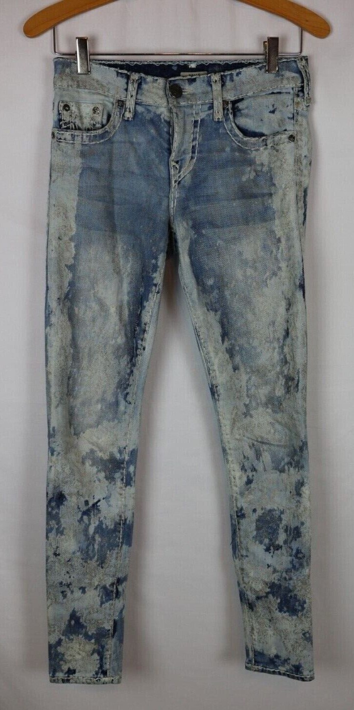True Religion Womens Denim Halle Acid Bleach Camo Vintage Jeans Made in USA 26