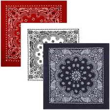 Red White Blue Trainman Bandana 3-Pack 27" X 27" 100% Cotton Head & Face Wraps