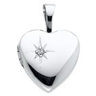 Ioka - 14K White Gold Heart Locket Charm Pendant For Necklace or Chain