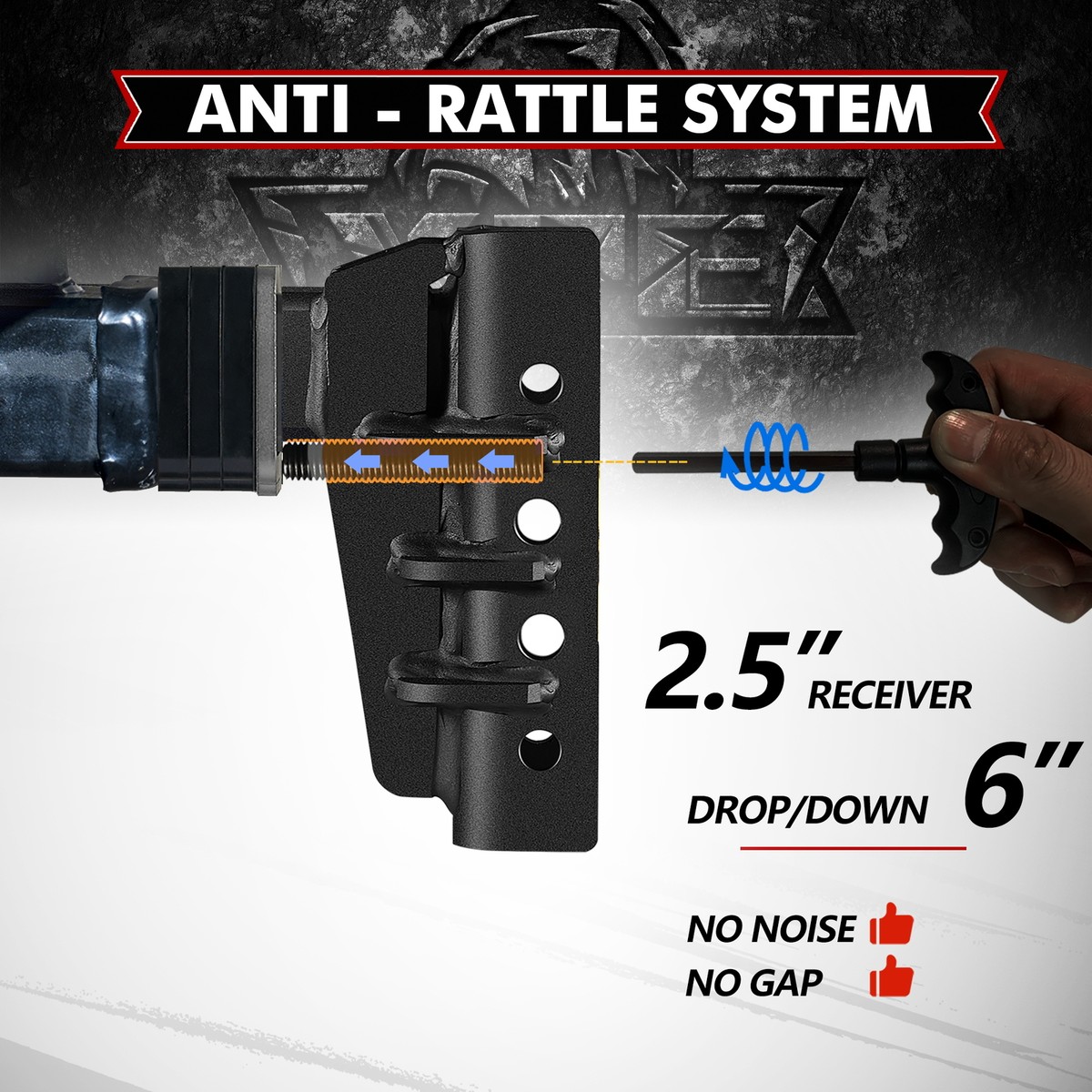 XPE Heavy Duty Adjustable Trailer Hitch, Anti-Theft Pin, 8-Inch Drop