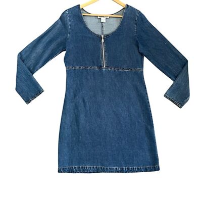 Boston Proper Denim Dress Vintage 8 Tencel Long Sleeve Contemporary Western Boho