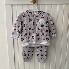 Disney Baby Girls Minnie Mouse Hooded Zip Sweater and Pants Set 3-6 Months NEW 