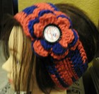 BLUE RED YANKEES Headband Women Ear Warmer Handmade Crochet Flower NEW — photo 2
