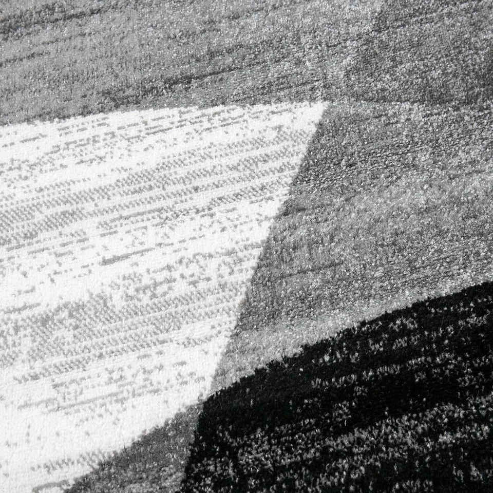 Tapis Géométrique Motif Moucheté Gris Blanc Noir - Photo 3/4