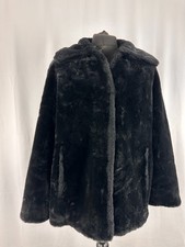 Womens Coat Libra Faux Fur Black Acrylic Large L Size 14-16 Vintage 1990s