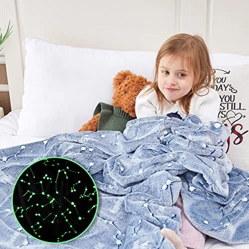 Glow in The Dark Throw Blankets Constellation Star Fairy Blanket