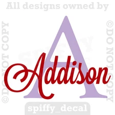 MONOGRAM INITIAL NAME Personalized Vinyl Wall Decal Sticker Nursery Boy Girl