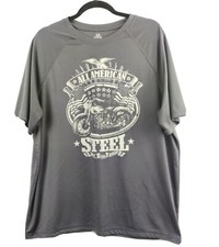 All American Steel Motorcycle Sweat Polyester T-Shirt Men XL 46-48