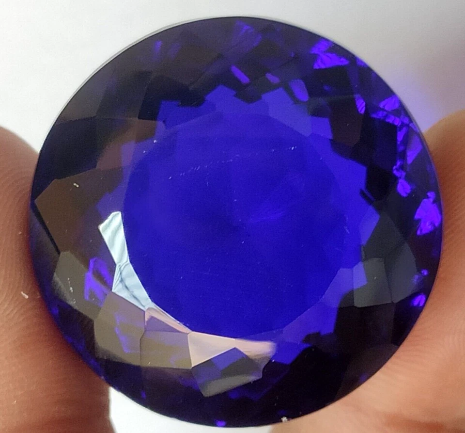 AAA+ Large Blue Tanzanite 92.15 CT Round Cut Loose Gemstone Gift for Women/Her - Image 2 of 4