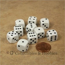 NEW 10 White 12mm ROUNDED EDGE RPG Game D6 Dice Set Six Sided Koplow 