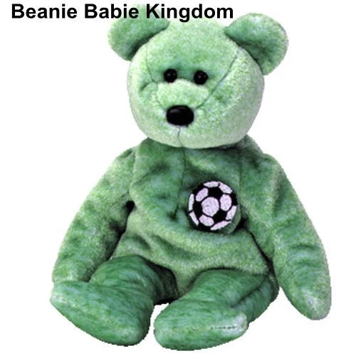 Green beanie baby store with soccer ball
