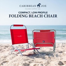 Lightweight Folding Beach Chair - Portable Outdoor Camping Seat - Red