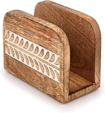 Napkin Holder Mango Wood Upright Paper Storage Rustic Farmhouse Wood... 