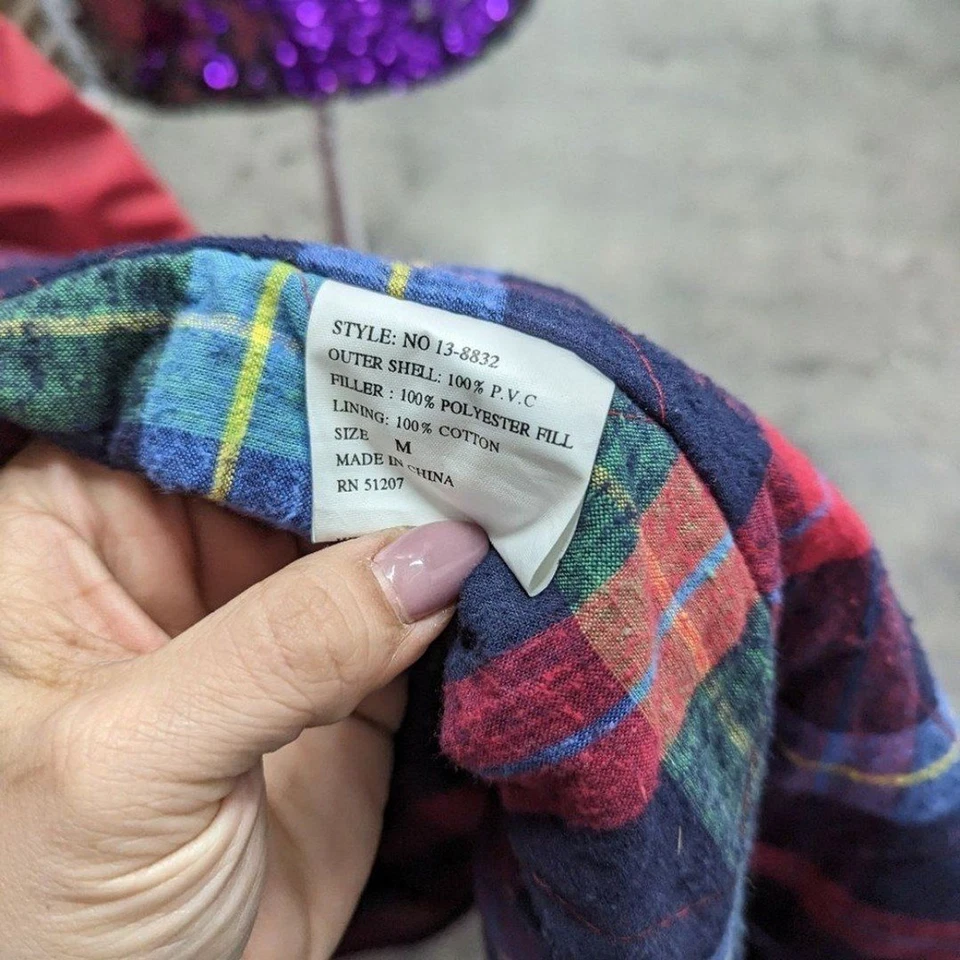 Vintage NWT Misty Harbor Women's Size Medium Red Long Trench Raincoat Coat PVC - Image 3 of 4