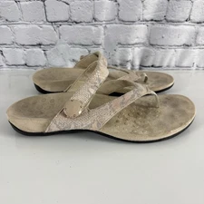 Vionic Womens Cocoa Snake Print Sandals Leather Thong Flip-Flops Shoes 11 (B,M)
