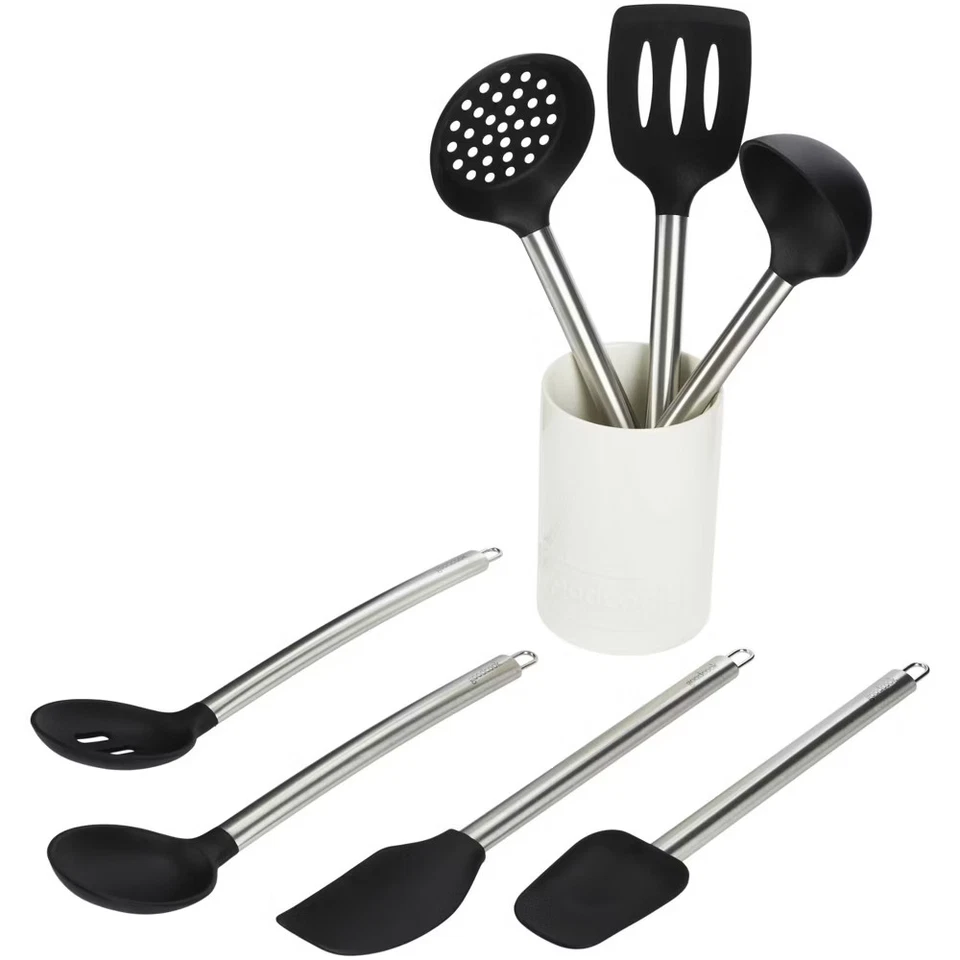 Juego de herramientas y vasijas de silicona GoodCook Ready de 8 piezas: cucharón, espátula, girador ranurado, Foto 2 de 4