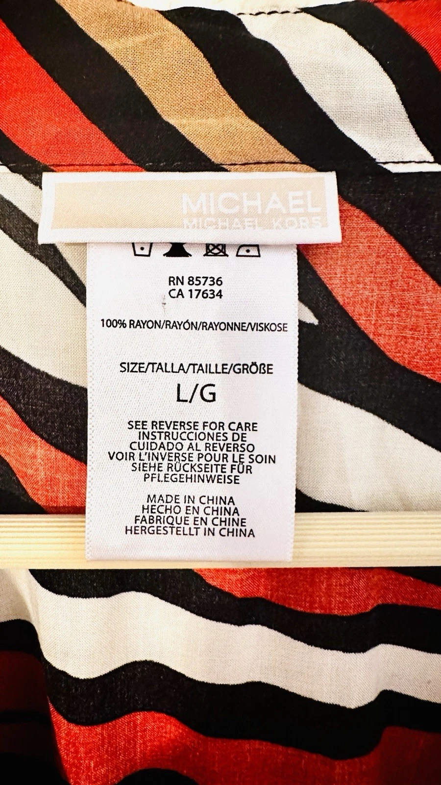 MICHAEL KORS Vestito Copricostume Avvolgente Tigre Taglia L