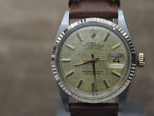 Rolex Datejust 1601, 18ct Fluted Bezel, Rare Etched Gold Dial, Serviced. c.1978