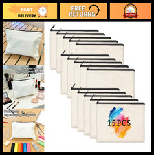 15PCS Large Blank DIY Canvas Pouches - Makeup, Toiletry  Travel Storage Bags 6.