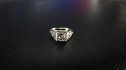 Antique Art Deco Sterling Silver engagement ring - Size 7