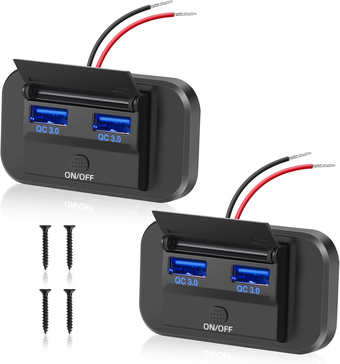 12V USB Socket Car Charger Panel 36W Dual QC3.0 Mobile Phone Fast Charge Waterpr