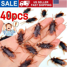 40 Prank Cockroaches Realistic Cock Roach Rubber Fake Creepy Bugs Gag Toy Joke