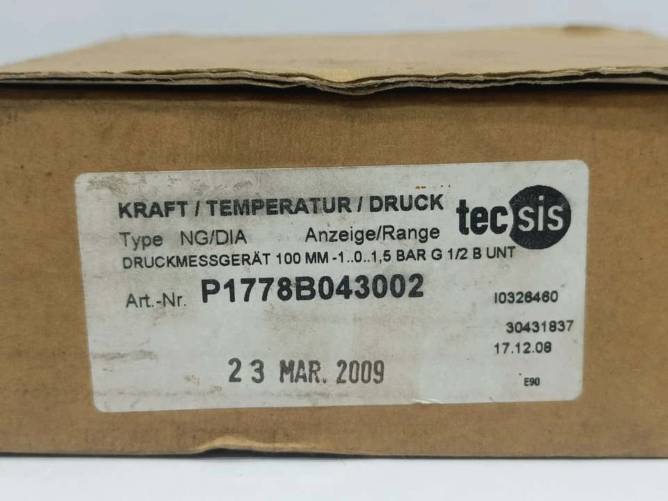 TECSIS P1778B079002 0-40 Bar G1/2 B Pressure Gauge Unused OVP - Image 2 of 4