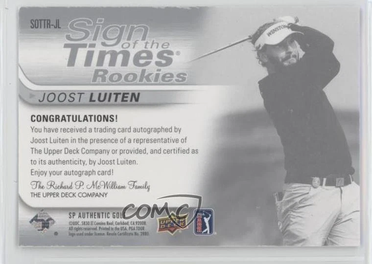 2021 SP Authentic Sign of the Times Rookie Inscriptions /50 Joost Luiten Auto RC - Image 2 of 2