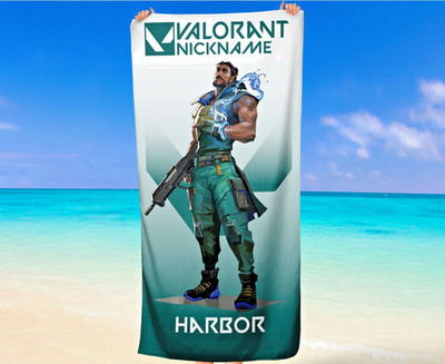 Valorant Harbor Personalized Nickname Beach Towel Microfiber Top & Cotton Revers