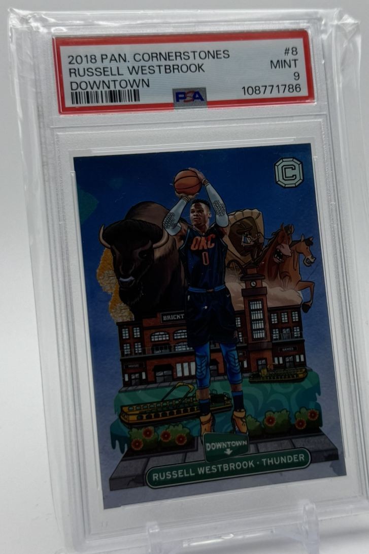 2018-19 Panini Cornerstones Downtown Russell Westbrook PSA 9 Oklahoma City