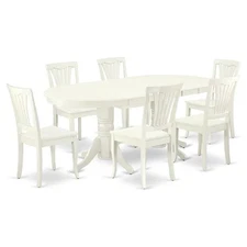 East West Furniture Vancouver 7-piece Dining Set with Wood Seat in White