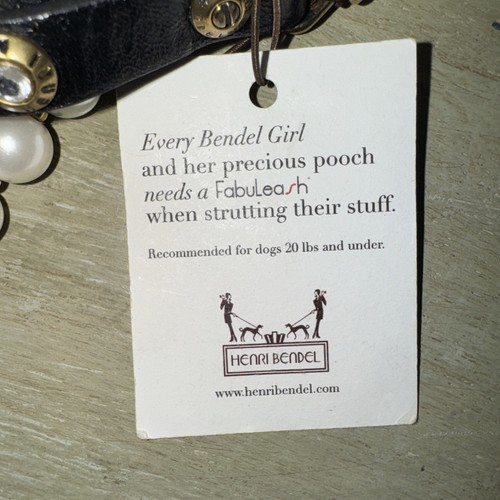 HENRI BENDEL West 57th Crystal , Pearl & Leather Dog Leash (fabuleash) 41" Long - Picture 4 of 5