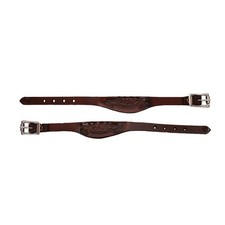 Circle Y Flared Shaped Floral Stamped 1/2" Stirrup Hobble Straps with Stainle...