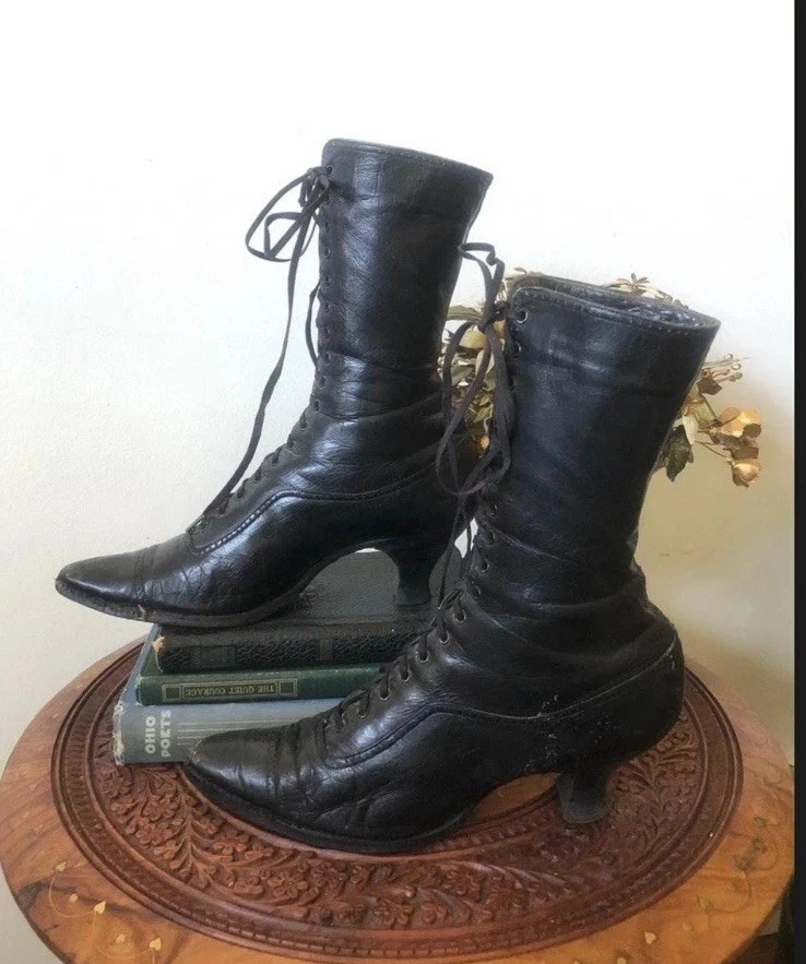 靴 fetico VICTORIAN LACE-UP LEATHER BOOTS fetico VICTORIAN LACE-UP