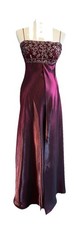 Vtg Y2K Fairy Goth Morgan & Co L Bernell Empire Burgundy Beaded Dress Gown 9/10