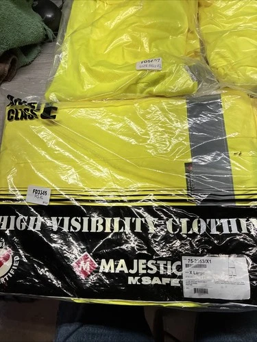 New Majestic High-Visibility Yellow Safety Overalls Sz XL Reflective + Vest + 4 image 2