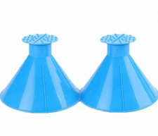 2Pc Multi-Use Car Ice & Snow Remover: Efficient Windshield Scraper + Funnel Tool