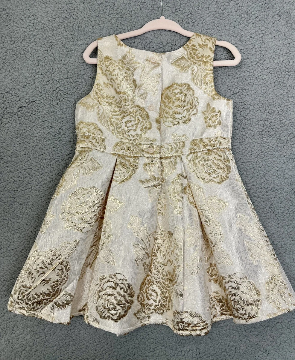 Cream Gold Baby Girls Holiday Party Dress 4T