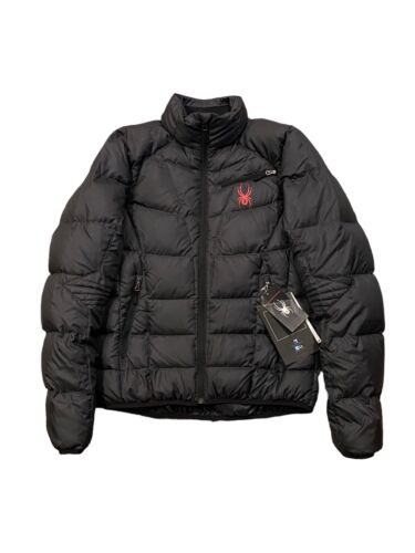 NEW Spyder Mens Primo Duck Down Puffer Jacket Black Red Coat Size S NWT - Picture 2 of 7