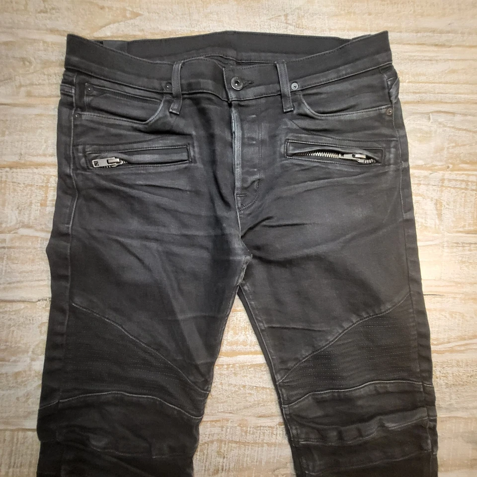 Jeans Hudson Blinder Talla 36 Negros Ajustados Motociclista Botón Mosca Moto Denim Para Hombres 36x29 Foto 2 de 4