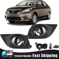 Pair Fog Lights Lamps W/Wiring Switch Kits For 2012 2013 2014 Nissan Versa Sedan
